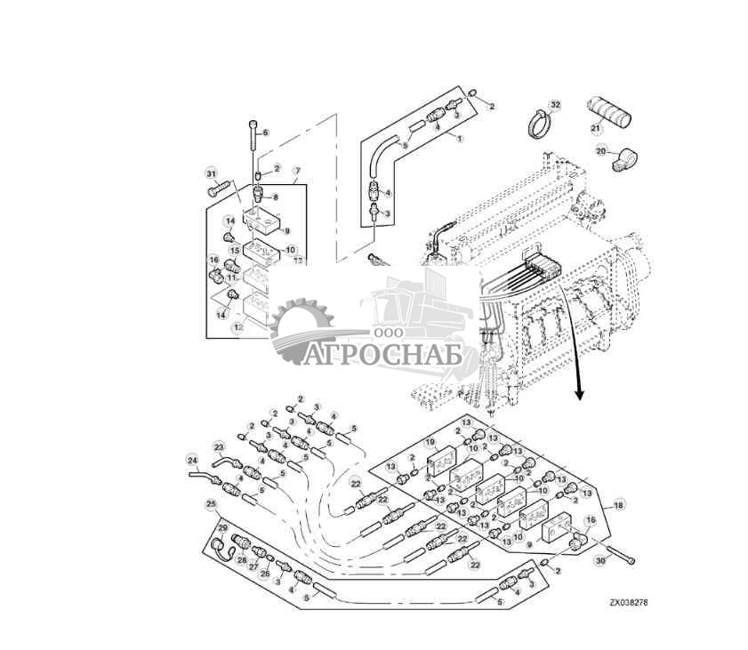 Distributors Lines, Central Lubrication System, Cutterhead Support 
